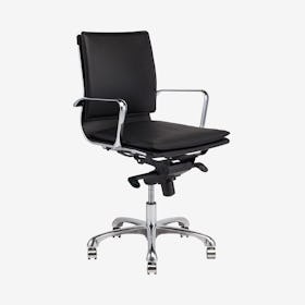 Carlo Leather Office Chair - Black / Silver