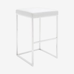 Chi Bar Stool - White / Silver