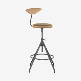 Akron Leather Counter Stool - Umber Tan / Black