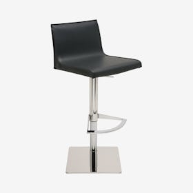 Colter Leather Adjustable Stool - Black / Silver