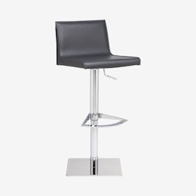 Colter Leather Adjustable Stool - Dark Grey / Silver