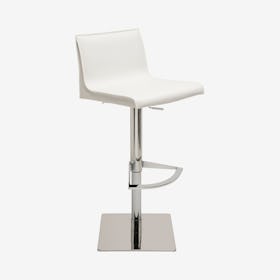 Colter Leather Adjustable Stool - White / Silver
