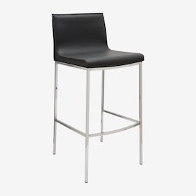 Colter Leather Bar Stool - Black / Silver