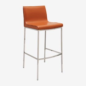 Colter Leather Bar Stool - Ochre / Silver