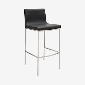 Colter Leather Counter Stool - Black / Silver