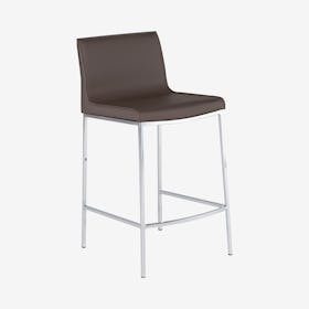 Colter Leather Counter Stool - Mink / Silver