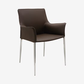 Colter Leather Dining Armchair - Mink / Silver
