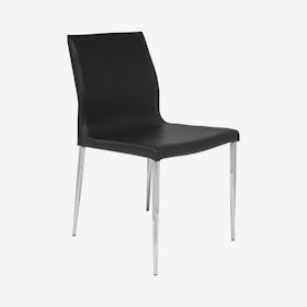 Colter Leather Dining Chair - Black / Silver