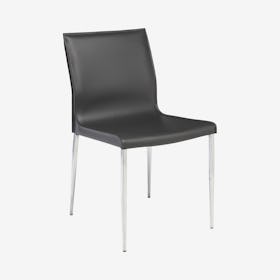 Colter Leather Dining Chair - Dark Grey / Silver