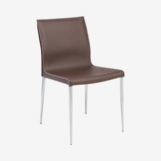 Colter Leather Dining Chair - Mink / Silver