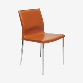 Colter Leather Dining Chair - Ochre / Silver