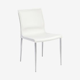 Colter Leather Dining Chair - White / Silver