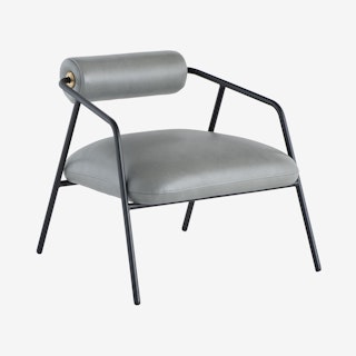 Cyrus Leather Occasional Chair - French Blue / Black