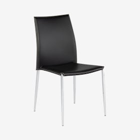 Eisner Leather Dining Chair - Black / Silver