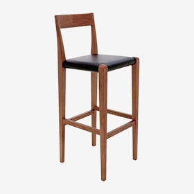 Ameri Leather Bar Stool - Black / Walnut