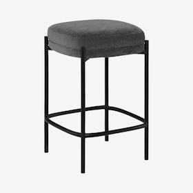 Inna Backless Upholstered Counter Stool - Cement / Black