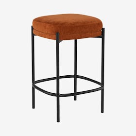 Inna Backless Upholstered Counter Stool - Terracotta / Black