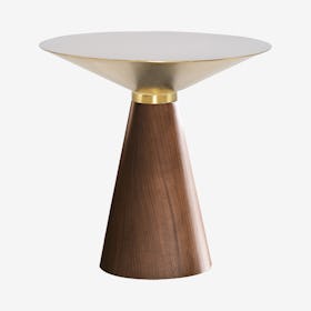 Iris Side Table - Gold / Walnut