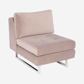 Janis Modular Armless Sectional Sofa - Blush / Silver