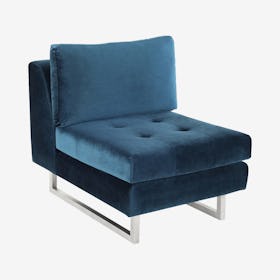 Janis Modular Armless Sectional Sofa - Midnight Blue / Silver