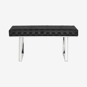 Karlee Jr. Leather Occasional Bench - Black / Silver