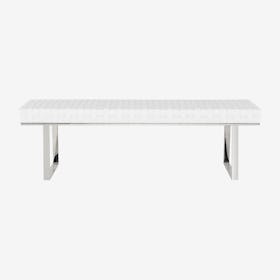 Karlee Leather Occasional Bench - White / Silver