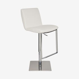 Lewis Leather Adjustable Stool - White / Silver