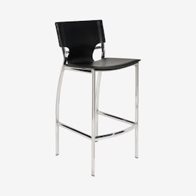 Lisbon Leather Counter Stool - Black / Silver