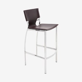 Lisbon Leather Counter Stool - Brown / Silver
