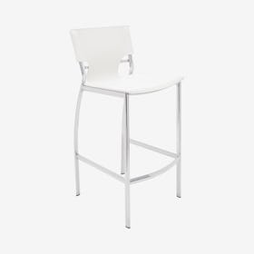 Lisbon Leather Counter Stool - White / Silver