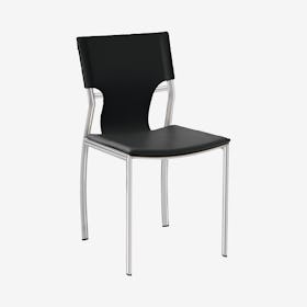 Lisbon Leather Dining Chair - Black / Silver