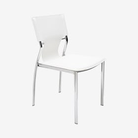 Lisbon Leather Dining Chair - White / Silver