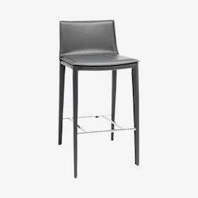 Palma Leather Bar Stool - Dark Grey