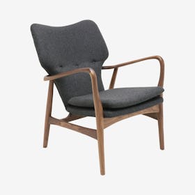 Patrik Wool Occasional Chair - Dark Grey / Walnut