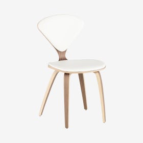 Satine Leather Dining Chair - White / Walnut