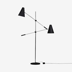 Tivat 2-Light Floor Lamp - Black / Silver