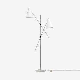 Tivat Floor Lamp - White / Silver