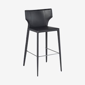 Wayne Leather Bar Stool - Dark Grey