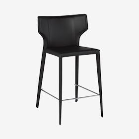 Wayne Leather Counter Stool - Black