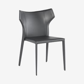 Wayne Leather Dining Chair - Dark Grey