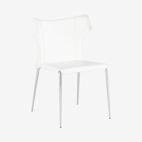 Wayne Leather Dining Chair - White / Silver
