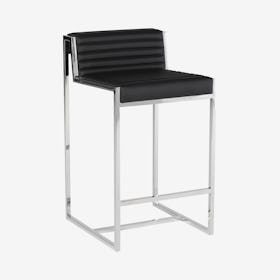 Zola Leather Counter Stool - Black / Silver