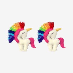 Rainbow Unicorn Ornaments - Set of 2