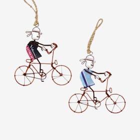 Bandana Bicycle Rider Ornaments - Set of 2