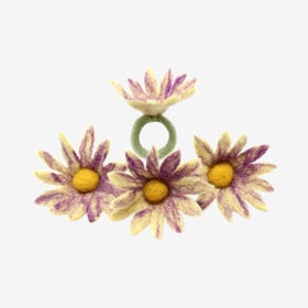 Daisy Napkin Rings - Purple - Set of 4