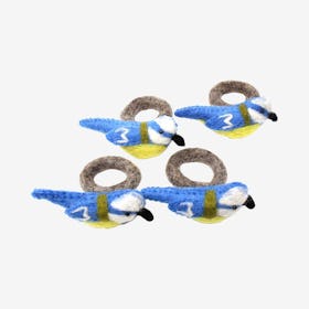 Bird Napkin Rings - Blue - Set of 4