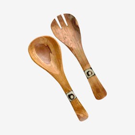 Serving Set with Inlaid Handles - Set of 2