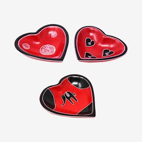 Heart Bowls - Red - Set of 3