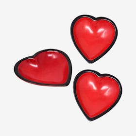 Modern Heart Bowls - Red - Set of 3