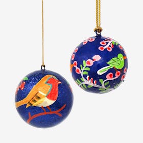 Bright Birds Ornaments - Set of 2